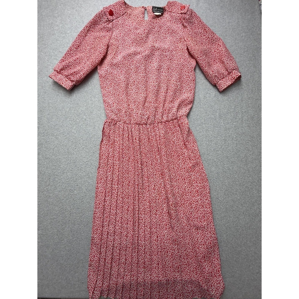 Vintage Breli Originals Dress‎ Womens 10 Red Animal Print Fit & Flare Midi 70s